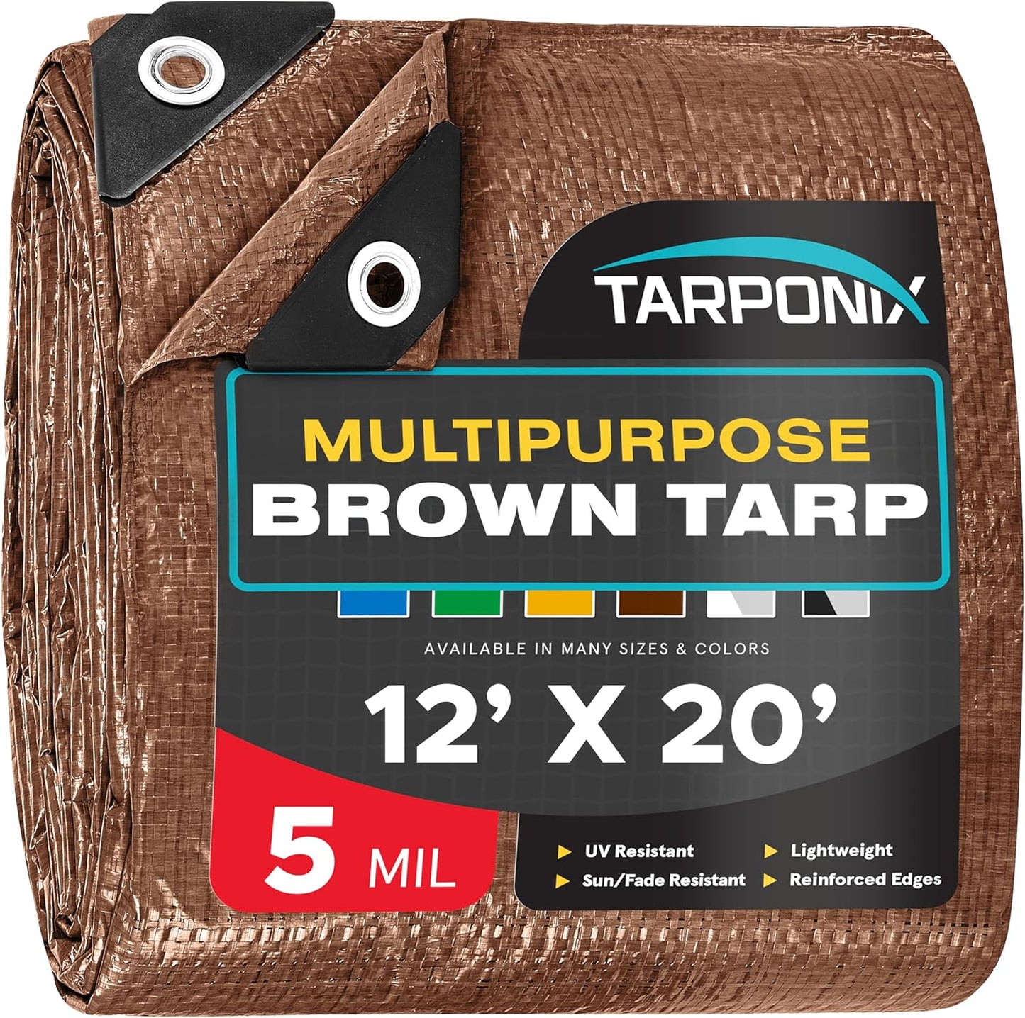 Brown Poly Tarp 12 x 20 Lightweight Waterproof Cover for All Needs