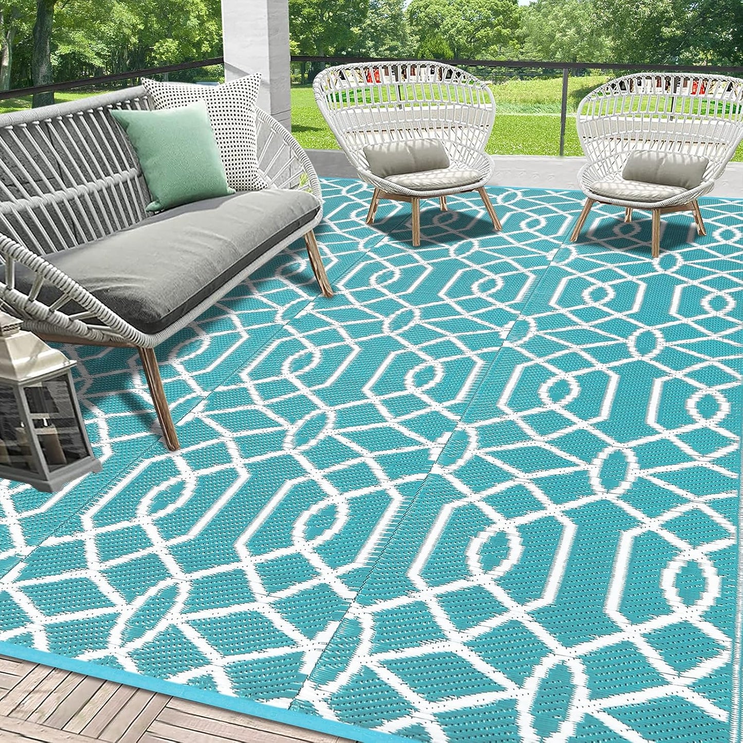 HEBE Outdoor Rug Waterproof 8x10 for Patio, Deck, and RV