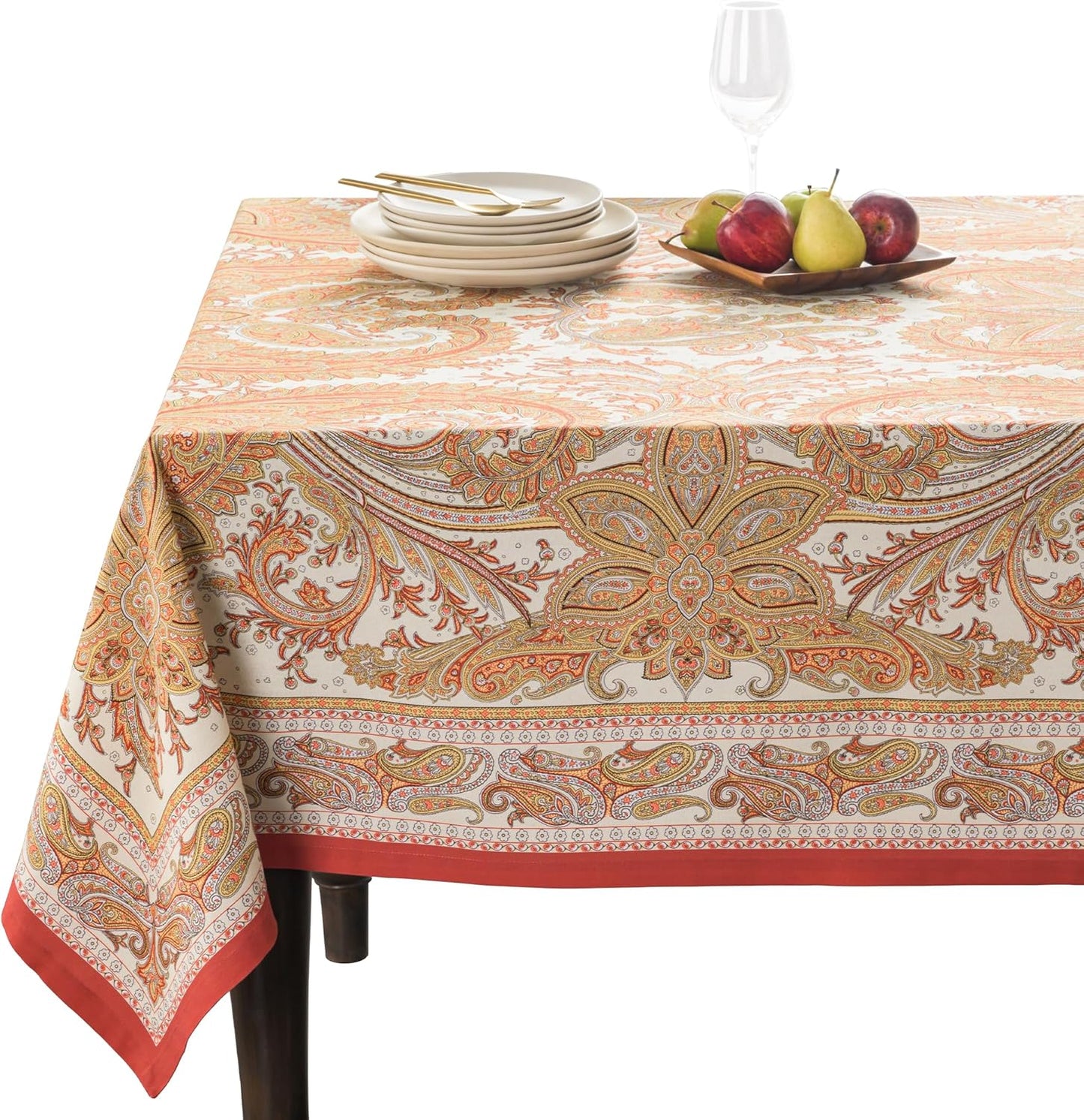Kashmir Paisley Table Cloth 100% Cotton 60 x 60 Inches