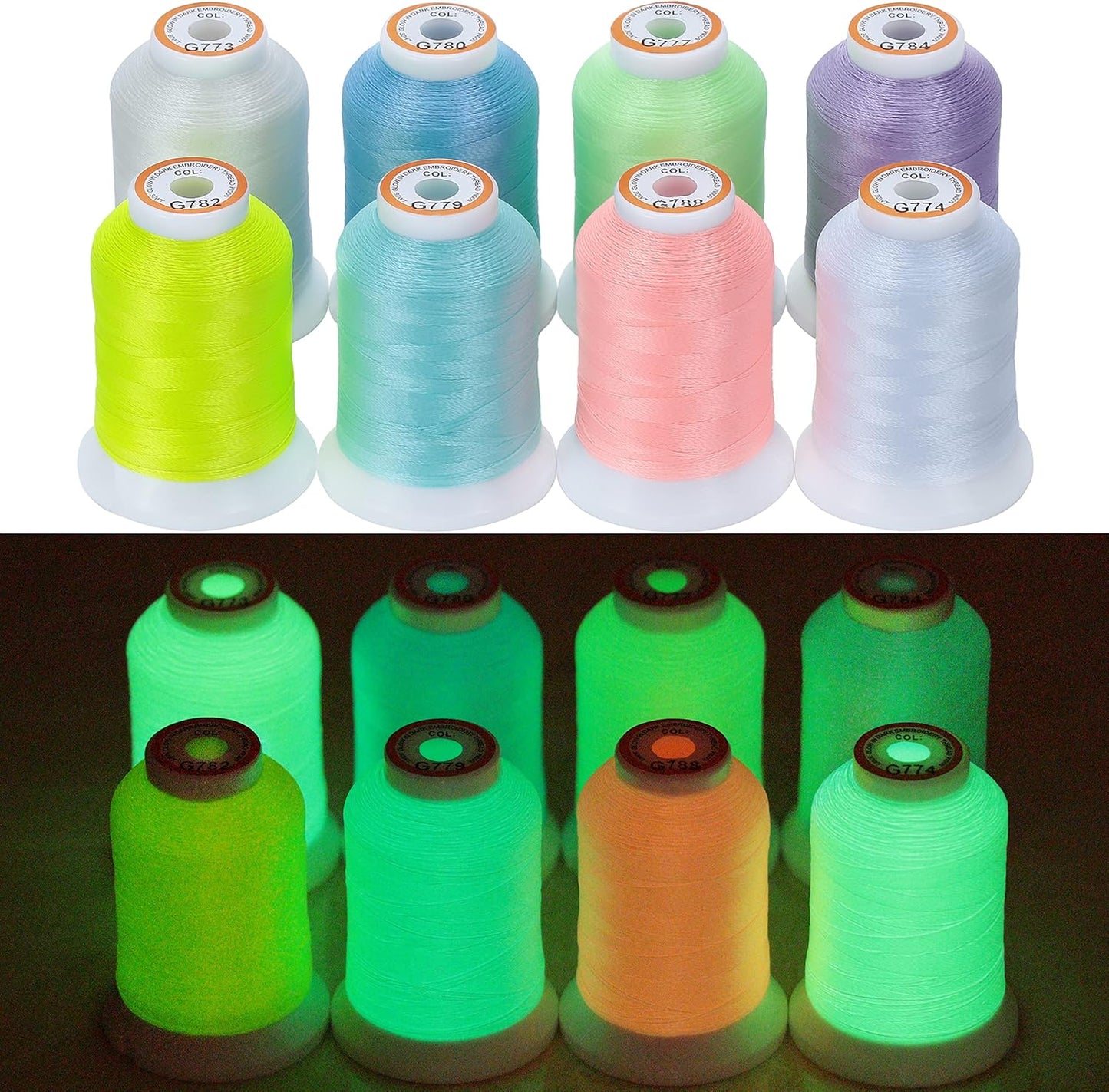8 Colors Glow in The Dark Embroidery Thread Kit