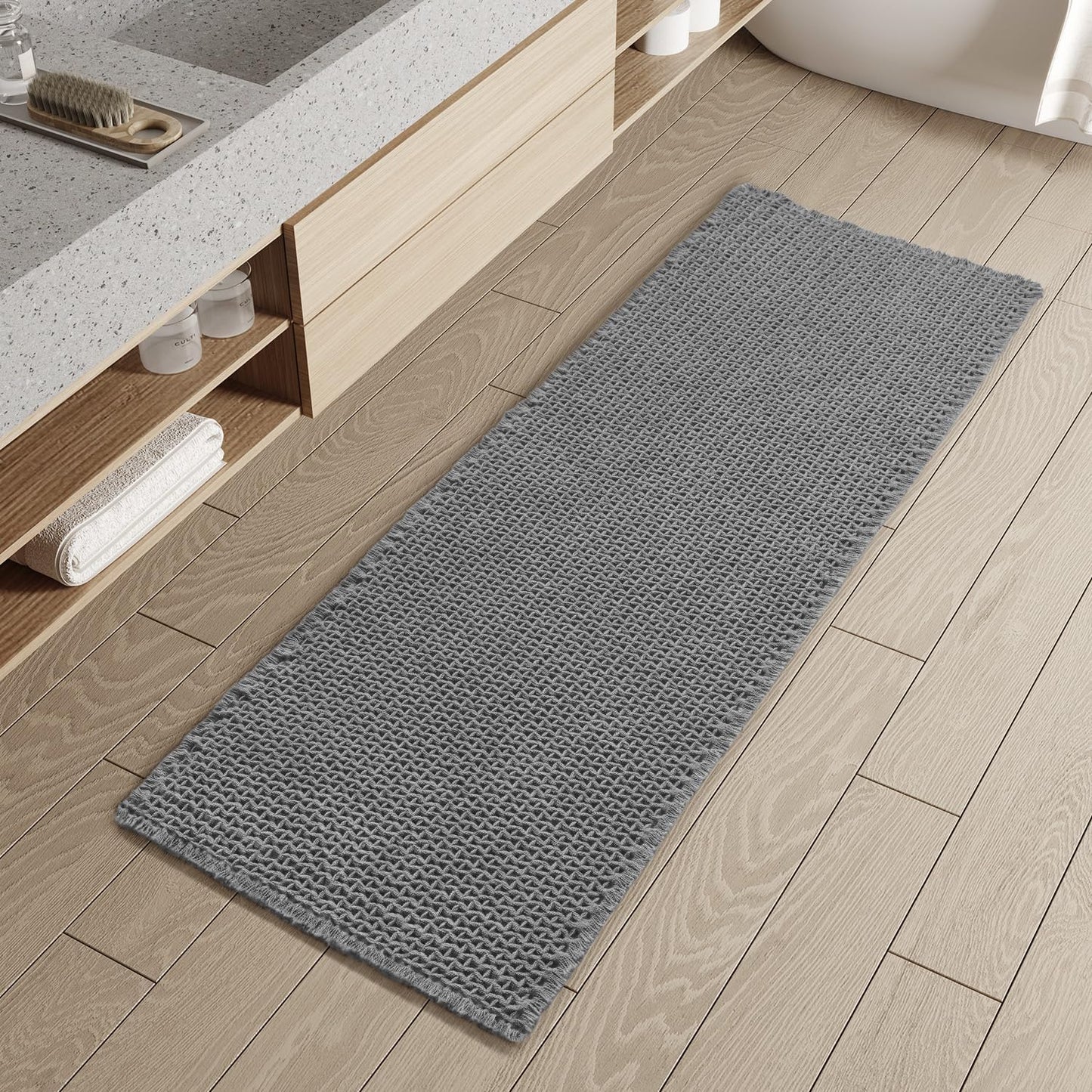 PADOOR Checkered Bath Mat - Super Absorbent Non Slip Design