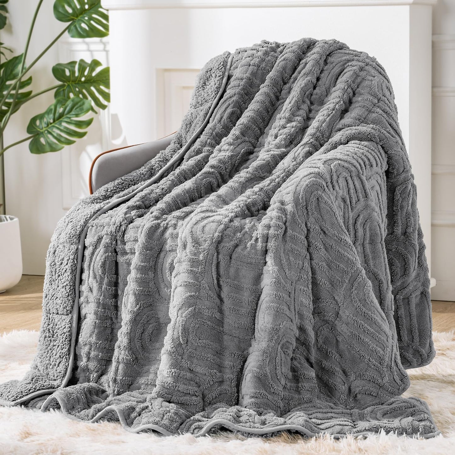 Sherpa Fleece Adult Weighted Blanket for Cozy Sleep Comfort