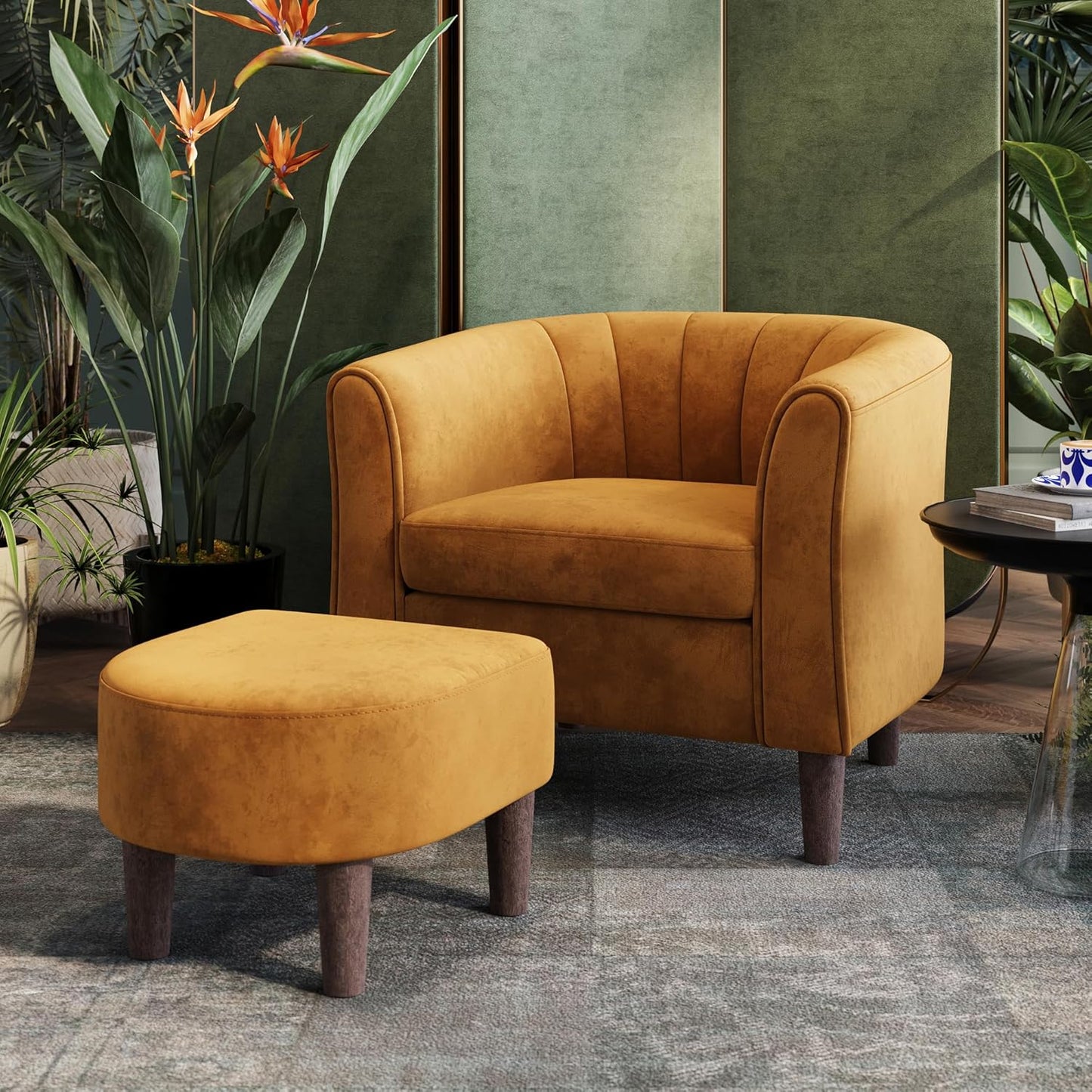 LINSY Accent Chair with Ottoman for Cozy Living Room Style