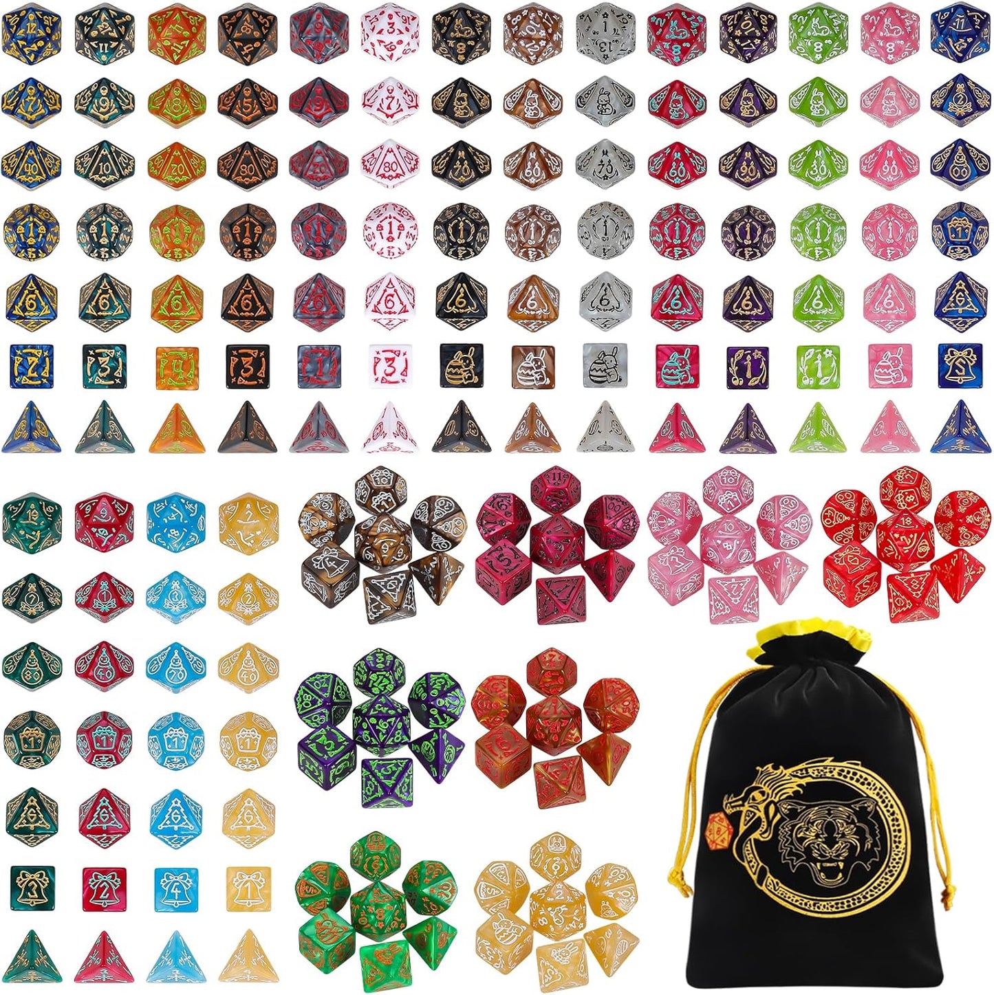 CiaraQ DND Dice Sets - 182 Polyhedral Dice for RPG Games