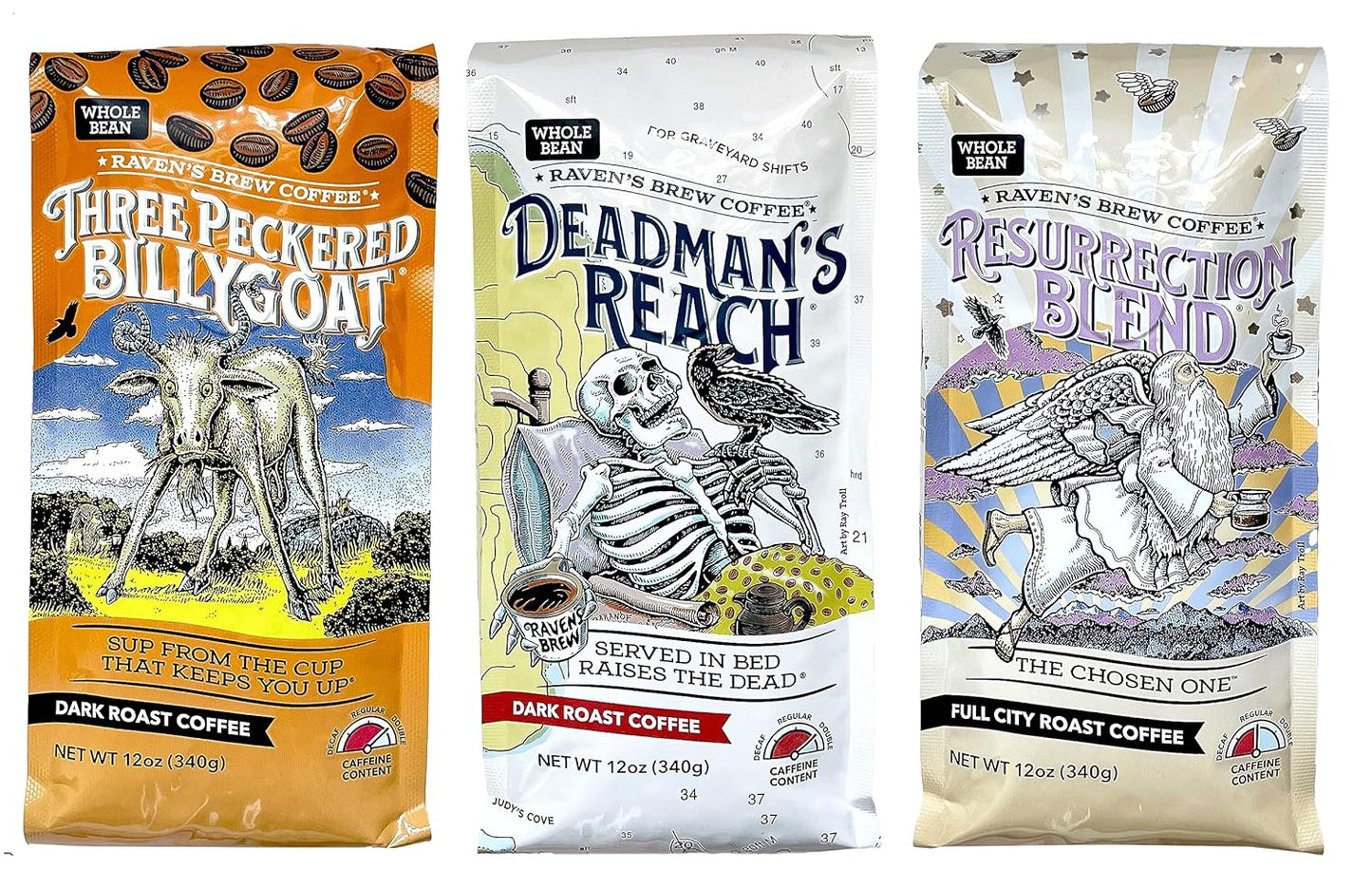 Raven's Brew Whole Bean Coffee Variety Pack - 3 Unique Flavors