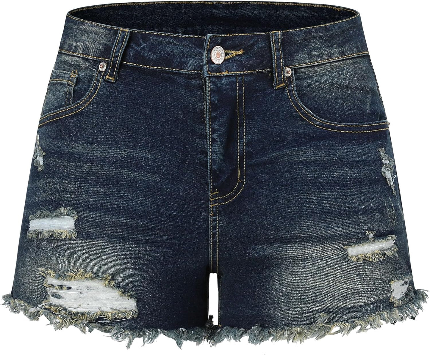 Mid Rise Ripped Stretchy Jeans Shorts for Women Casual Wear