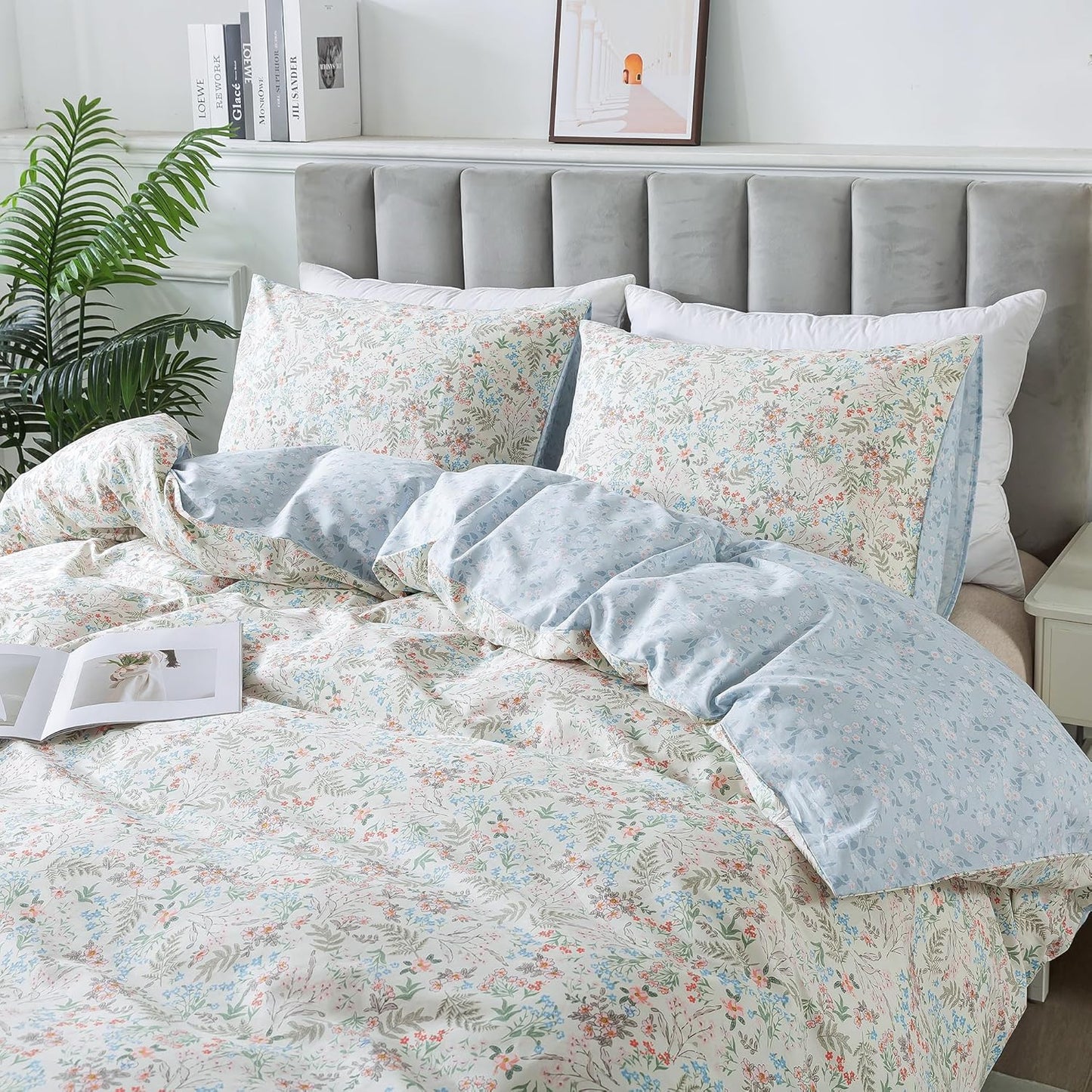 HoneiLife Wildflower Duvet Cover King - 100% Cotton Set