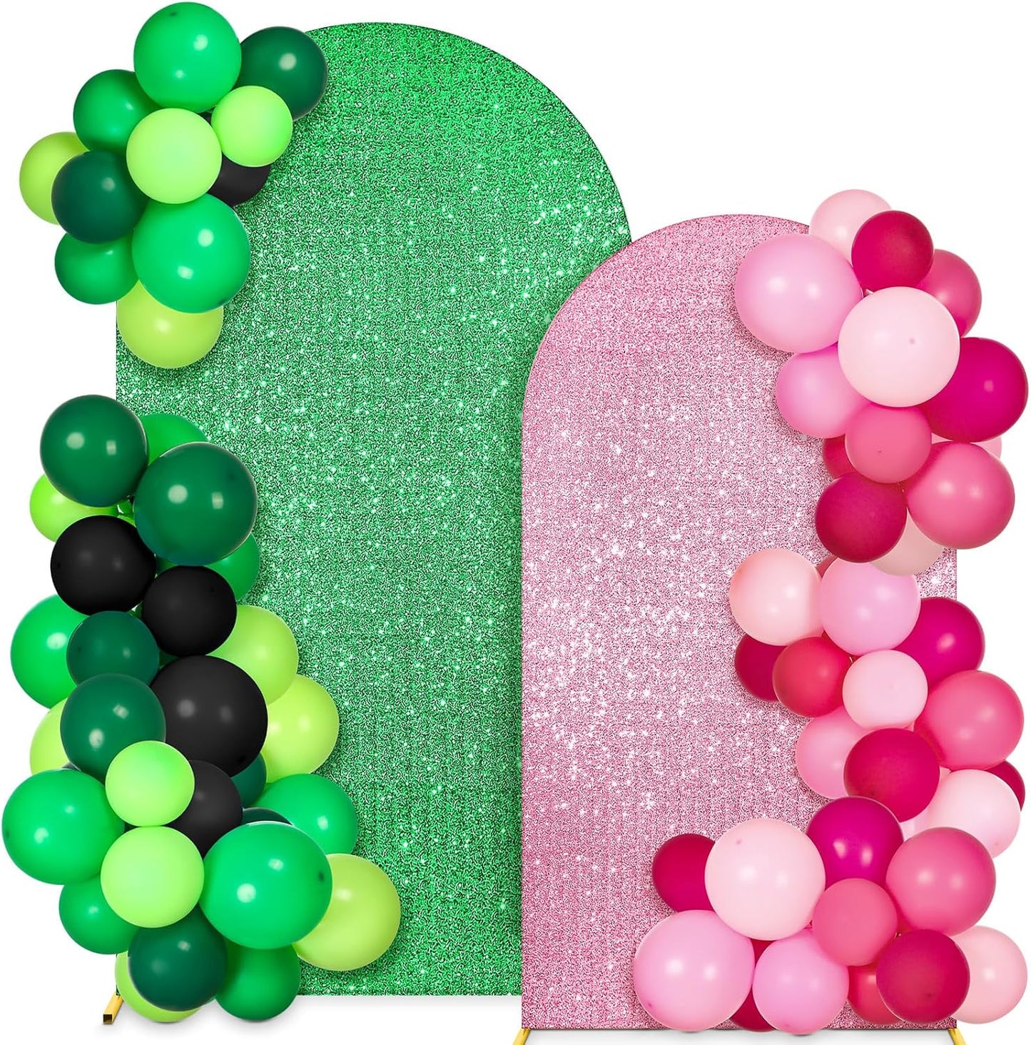 Sequin Green and Pink Arch Backdrop Cover Set for Parties