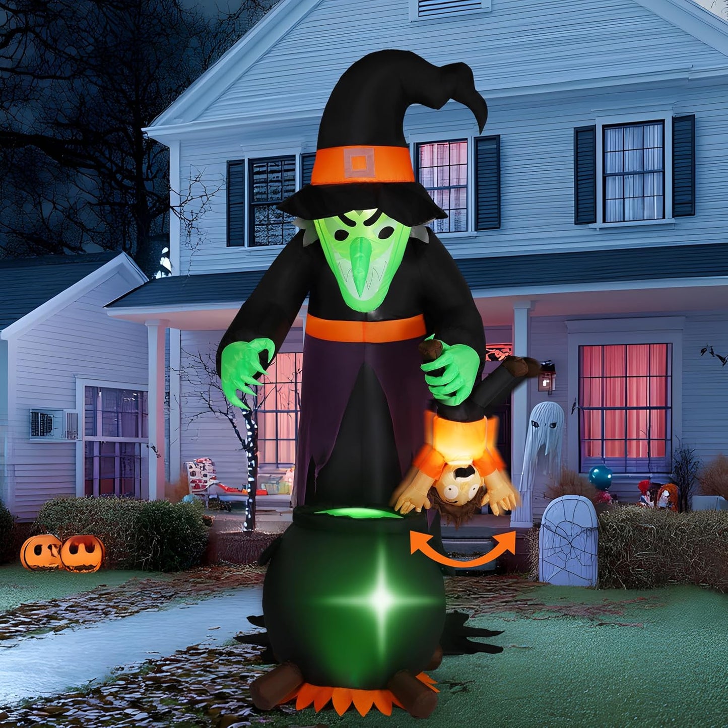 7FT Halloween Witch Inflatable Decoration for Spooky Fun