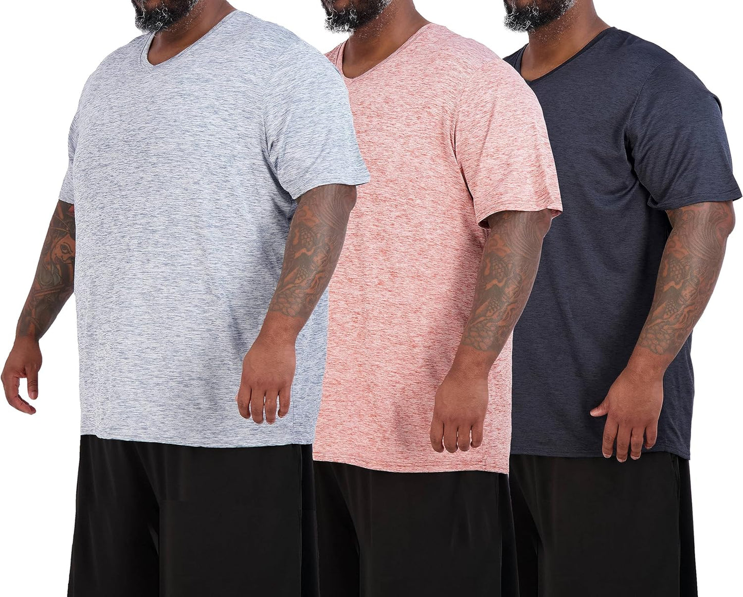 Real Essentials Big & Tall V-Neck Tech Stretch T-Shirt Pack