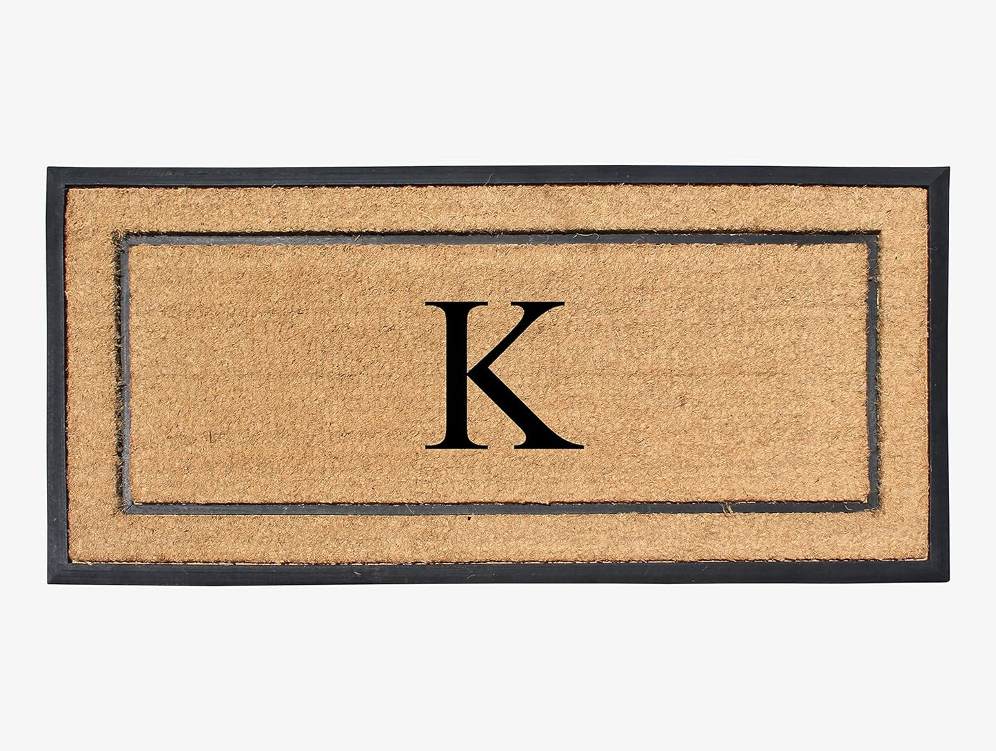 Natural Coir & Rubber Large Monogrammed Doormat for Entryways