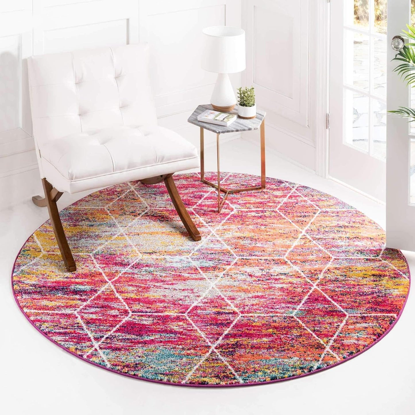 Unique Loom Trellis Frieze Collection Area Rug - Geometric Design
