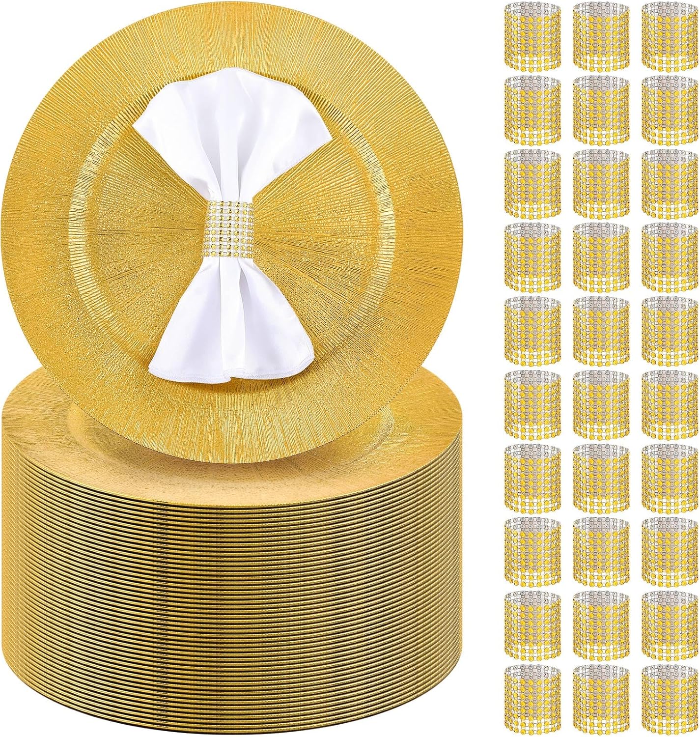 48 Gold Charger Plates Set - Elegant Table Decor