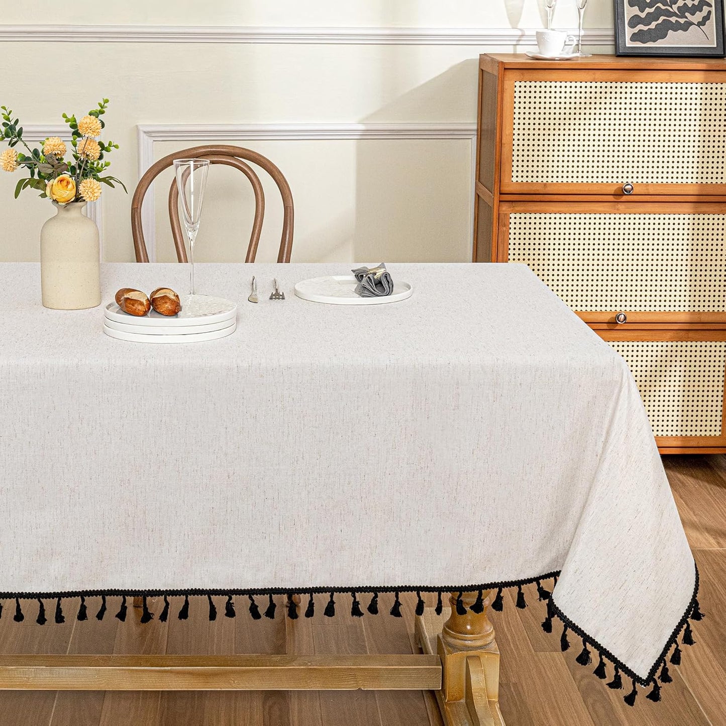 MYSKY HOME Heavy Duty Cotton Table Cloth 60x120 in Rectangle