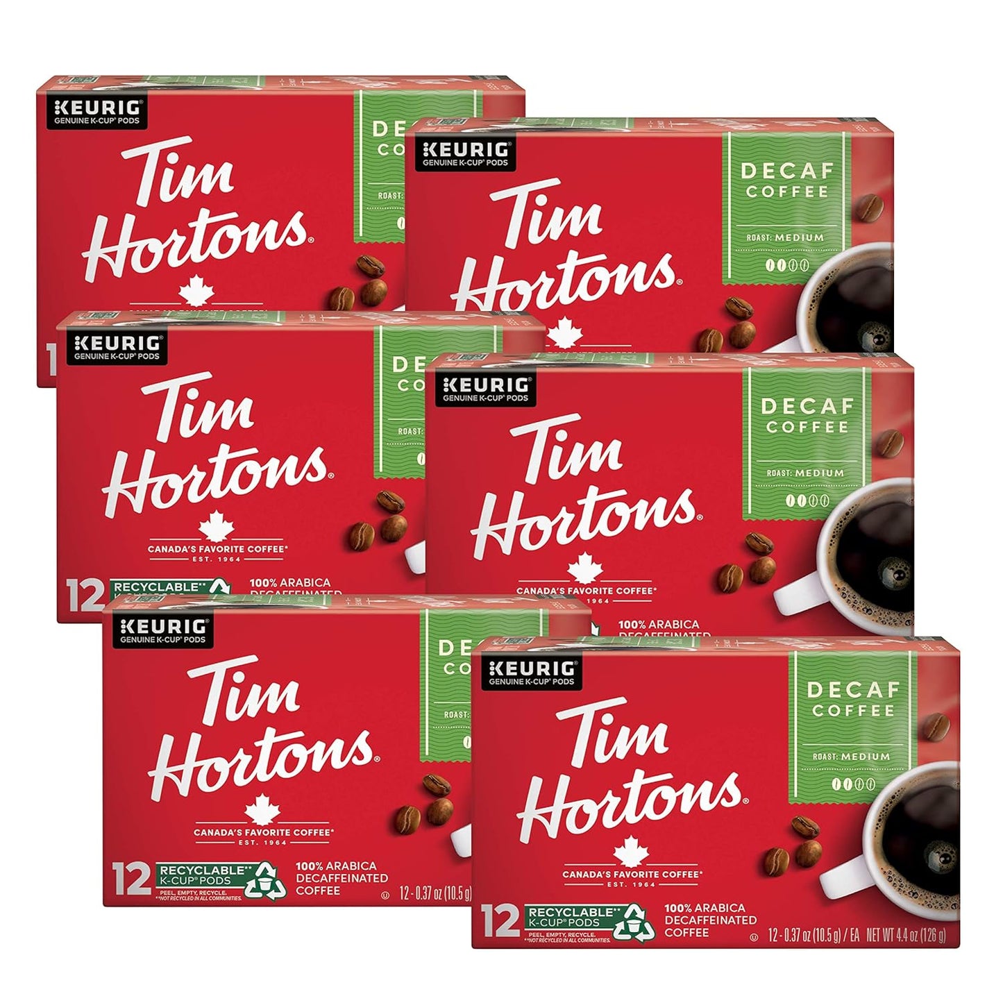 Tim Hortons Decaf Medium Roast Coffee K-Cup Pods 12 Count