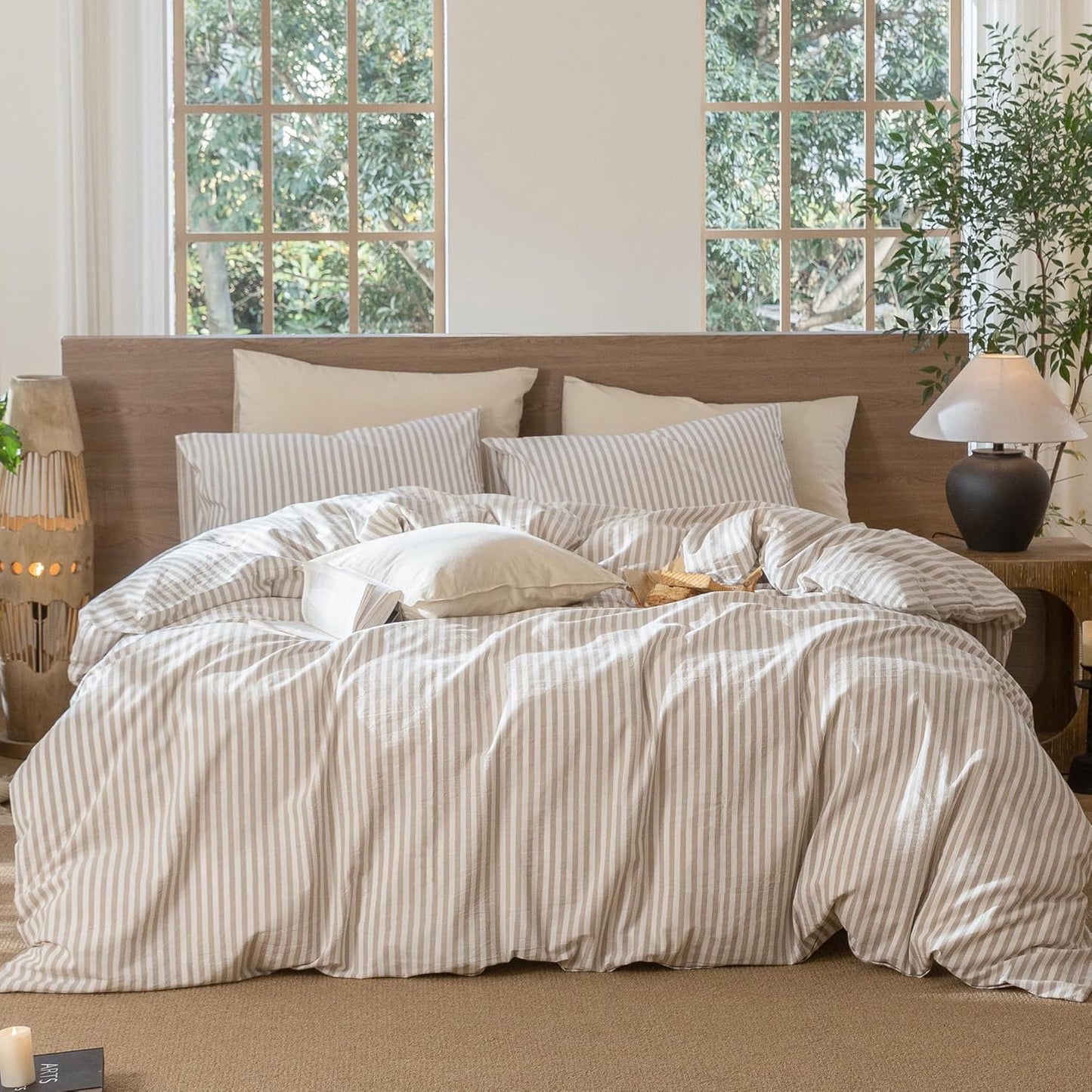 MooMee Striped Duvet Cover Set for Super King Size Comfort