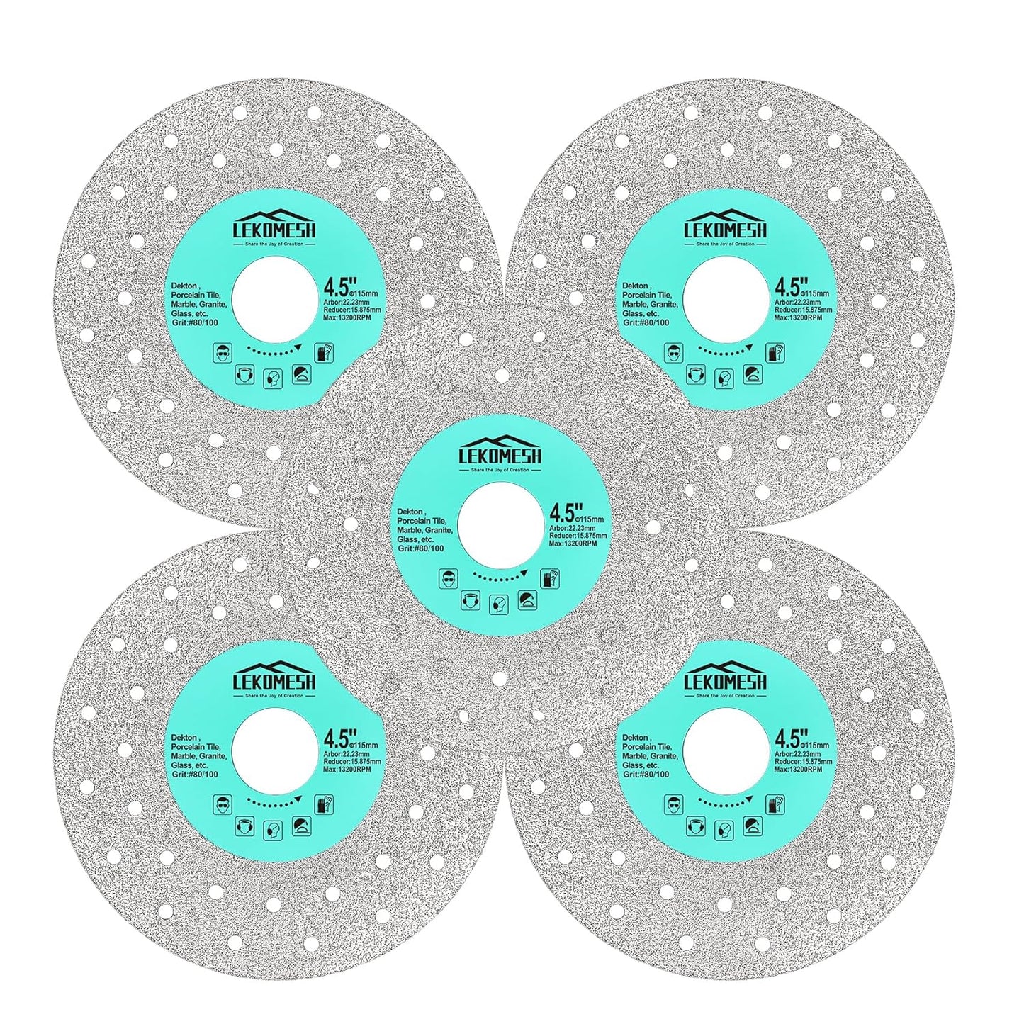 LEKOMESH 4.5 Diamond Grinding Disc Set - Cut Rock, Tile, Marble