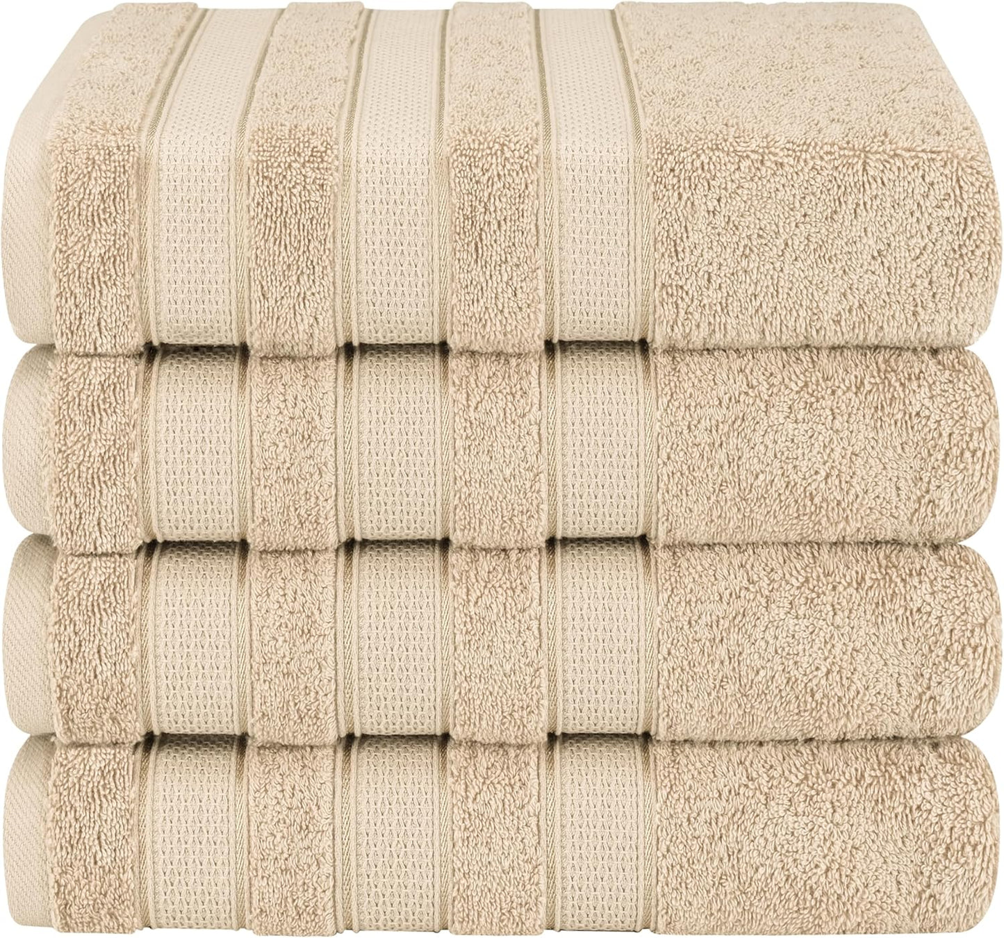 100% Cotton Turkish Bath Towels Set - Soft Absorbent 4 Piece