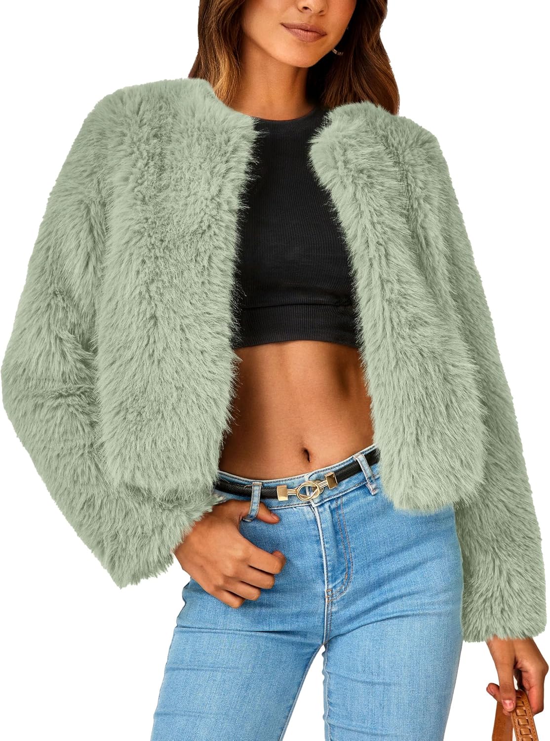 PRETTYGARDEN Women's Winter Coats Fleece Cropped Jacket