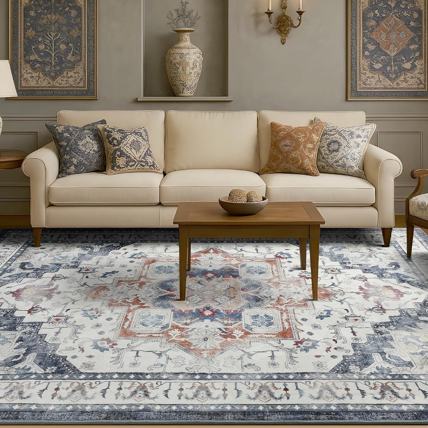 Washable Area Rug 8x10 for Living Room and Bedroom Decor