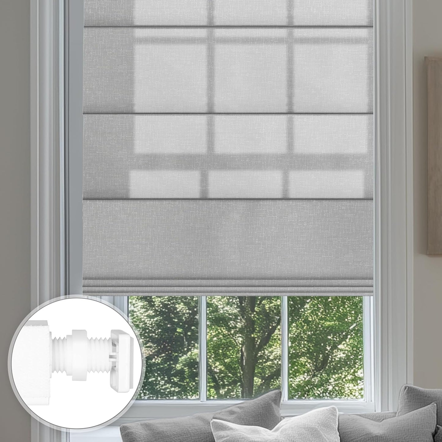 No Drill Roman Shades for Windows - Easy to Install Light Filtering