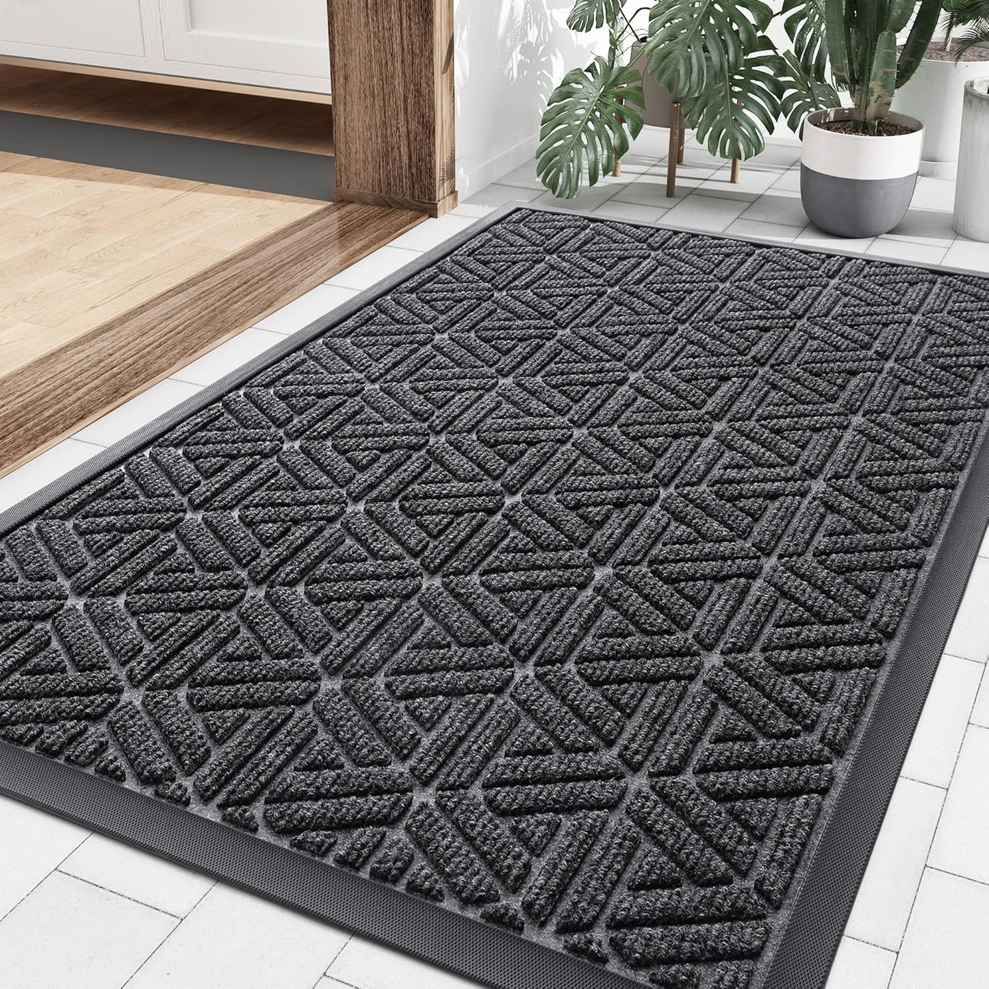 Smiry Heavy Duty Natural Rubber Doormat for Entryways and Patios