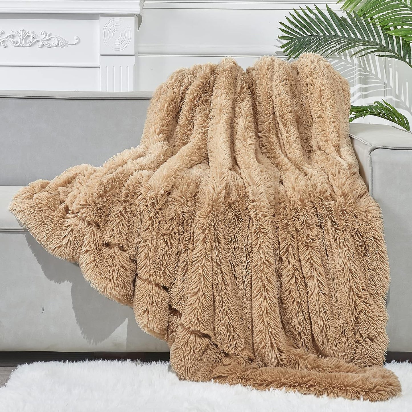 GONAAP Fuzzy Faux Fur Throw Blanket for Cozy Comfort Anywhere