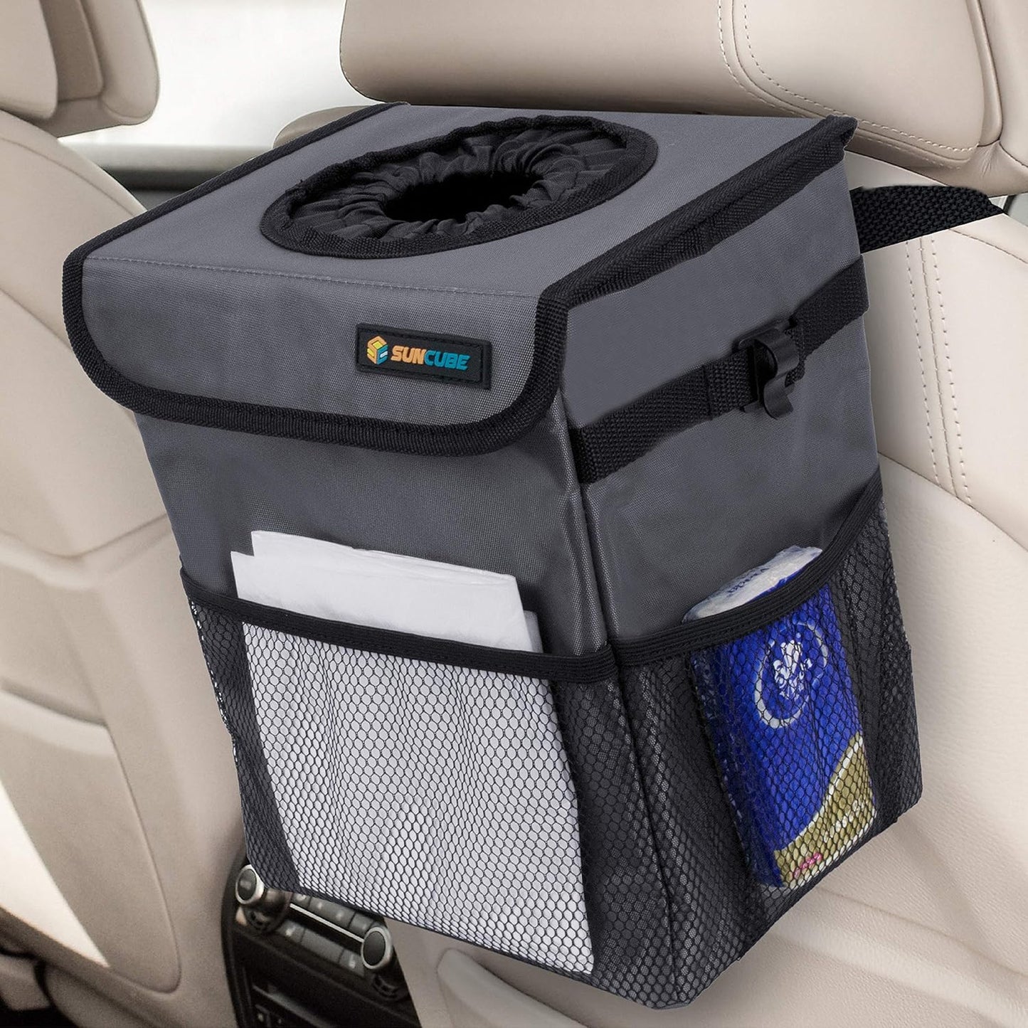 SUN CUBE Leakproof Car Trash Can - Organize in Style!