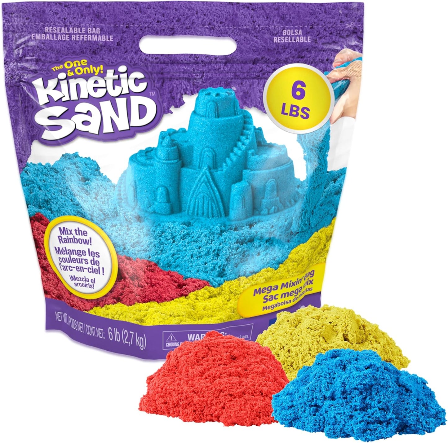 Kinetic Sand Mega Mixin Bag with Red, Yellow & Blue Colors