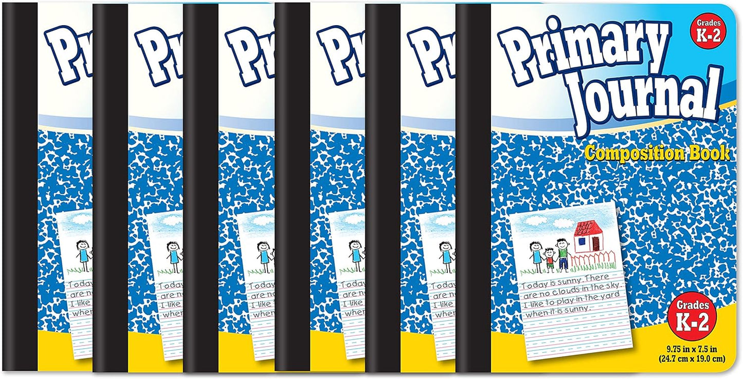 Primary Composition Notebook 6-Pack - Grades K-2, 100 Sheets, Blue Cover