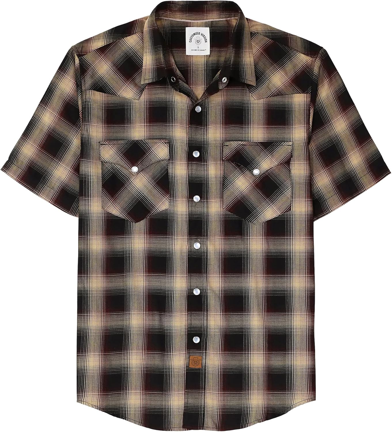 Stylish Mens Short Sleeve Western Cowboy Plaid Snap Shirts