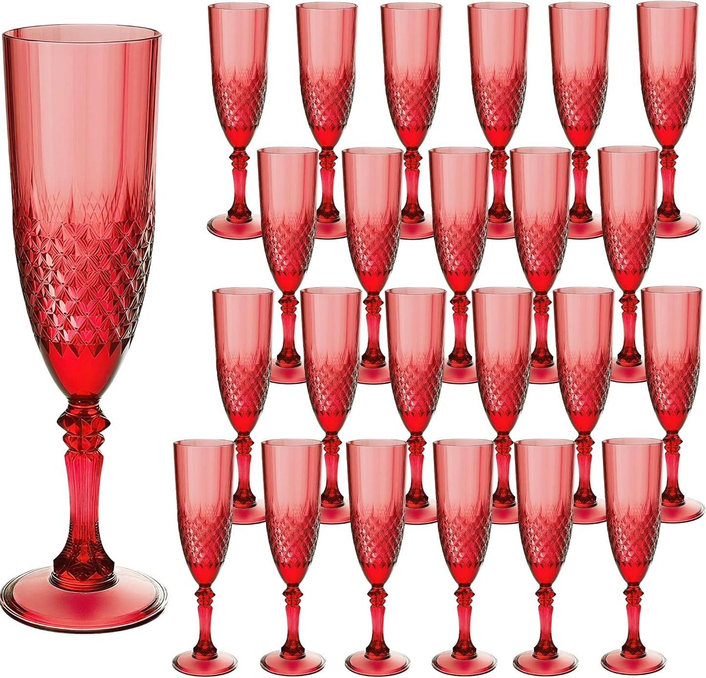 Elegant Dark Red Plastic Champagne Flutes for Every Occasion