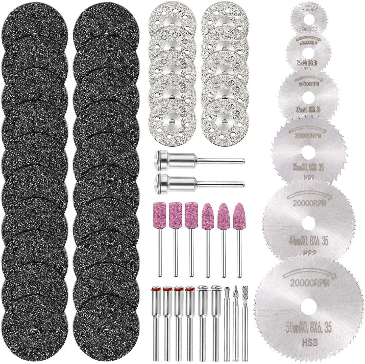 GOXAWEE 53pcs Rotary Tool Cutting Set: Precision Cuts for Stone, Wood & Metal
