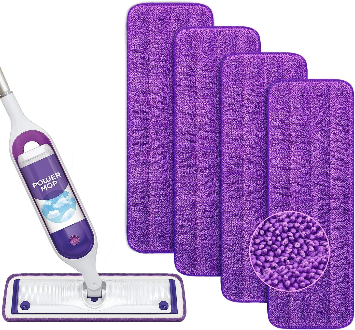 4 Washable Swiffer Power Mop Pads - Multi-Surface Cleaning