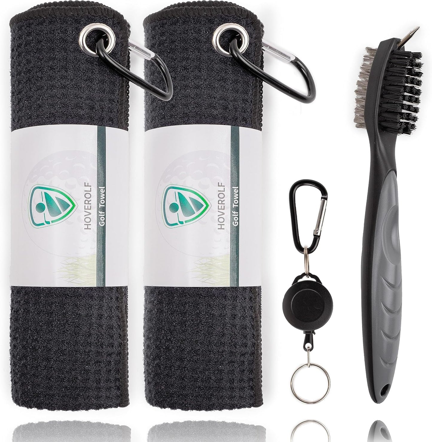 Hoverolf Golf Towel & Brush Set - Soft Microfiber, Convenient Cleaning