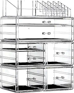 Cq acrylic Clear Makeup Storage Organizer with 7 Drawers for Dresser