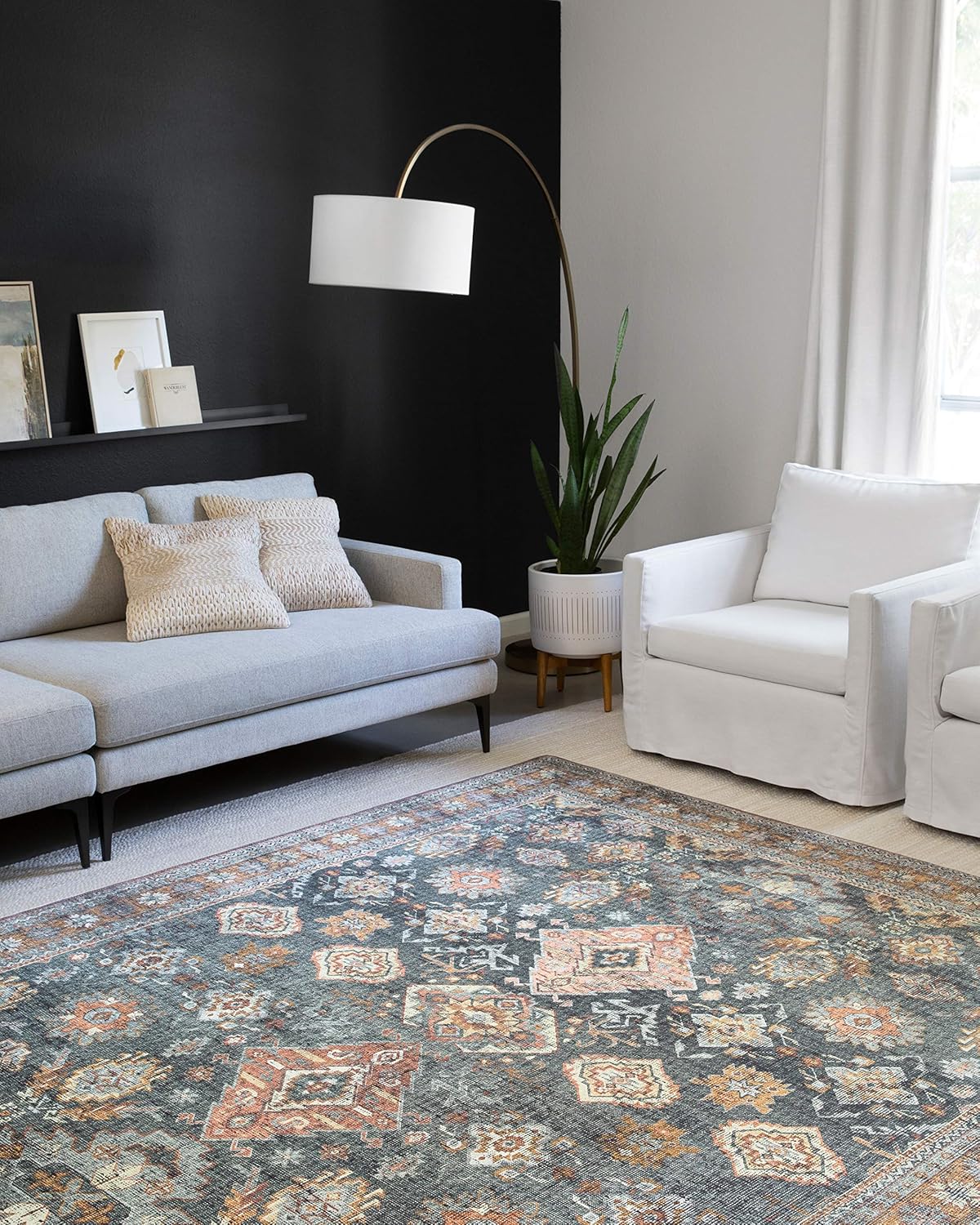 Loloi II Skye Collection Area Rug in Sea/Rust for Modern Homes