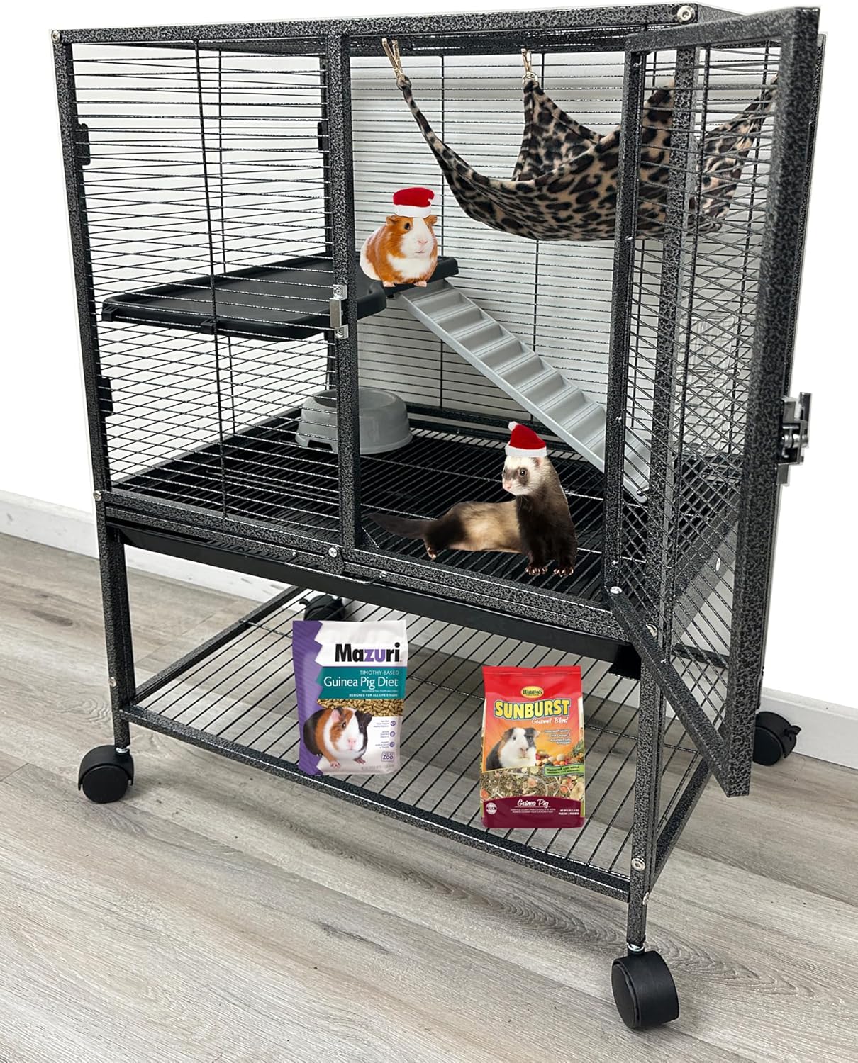 Deluxe Two Tiers Small Animal Critter Cage for Easy Care