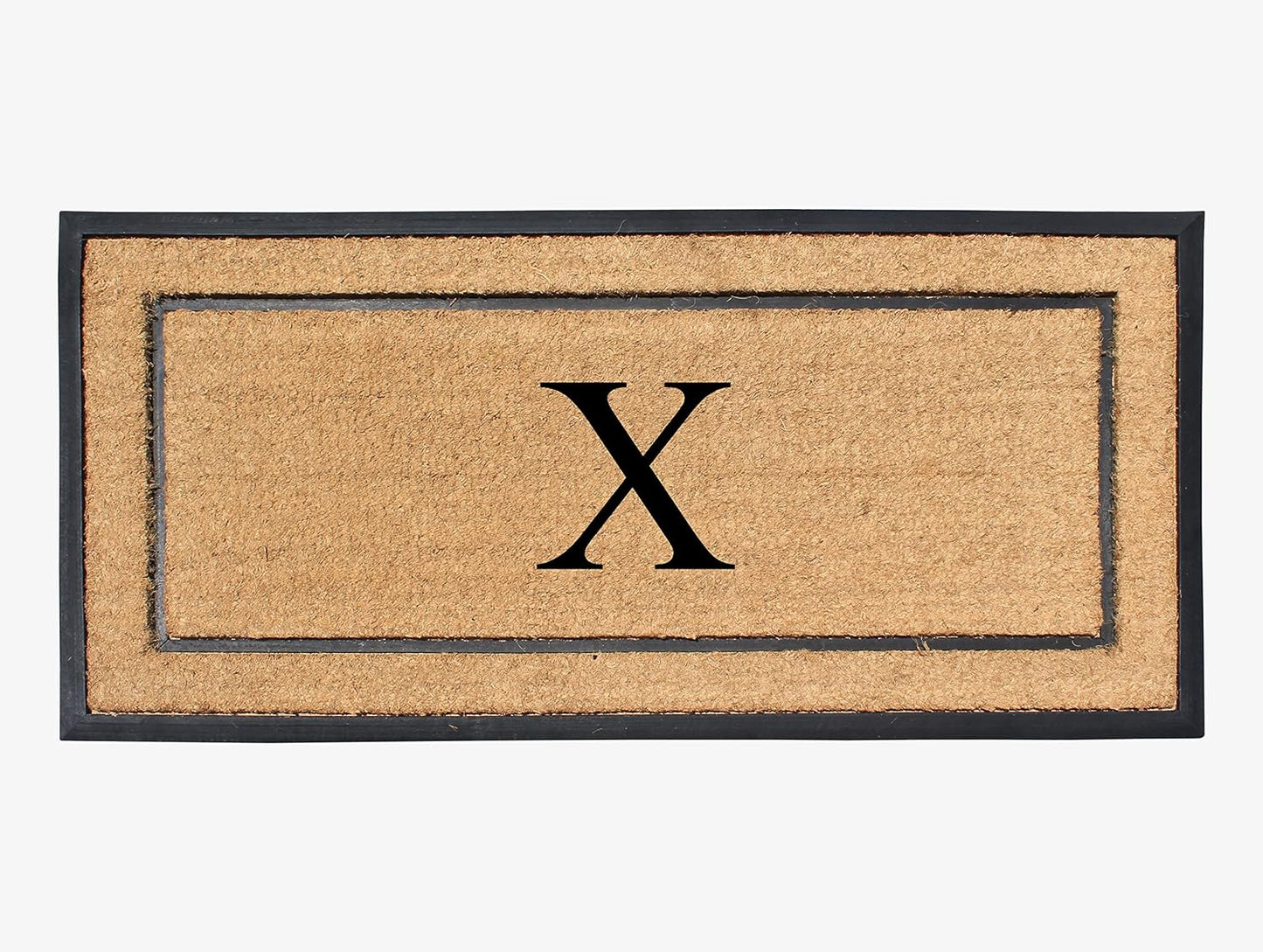 Natural Coir & Rubber Large Monogrammed Doormat for Entryways