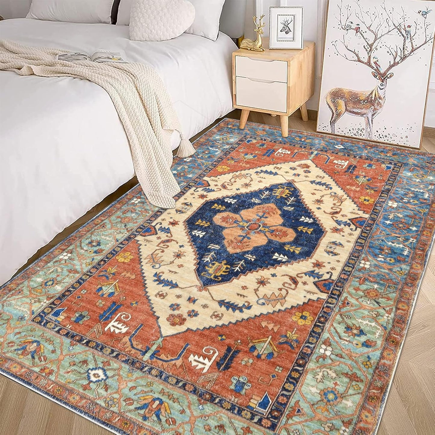 Bsmathom Area Rugs for Living Room 4x6 Non Slip Vintage Design