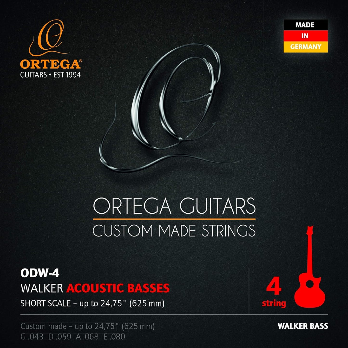 Ortega Guitars Short Scale Acoustic Bass Strings for Musicians