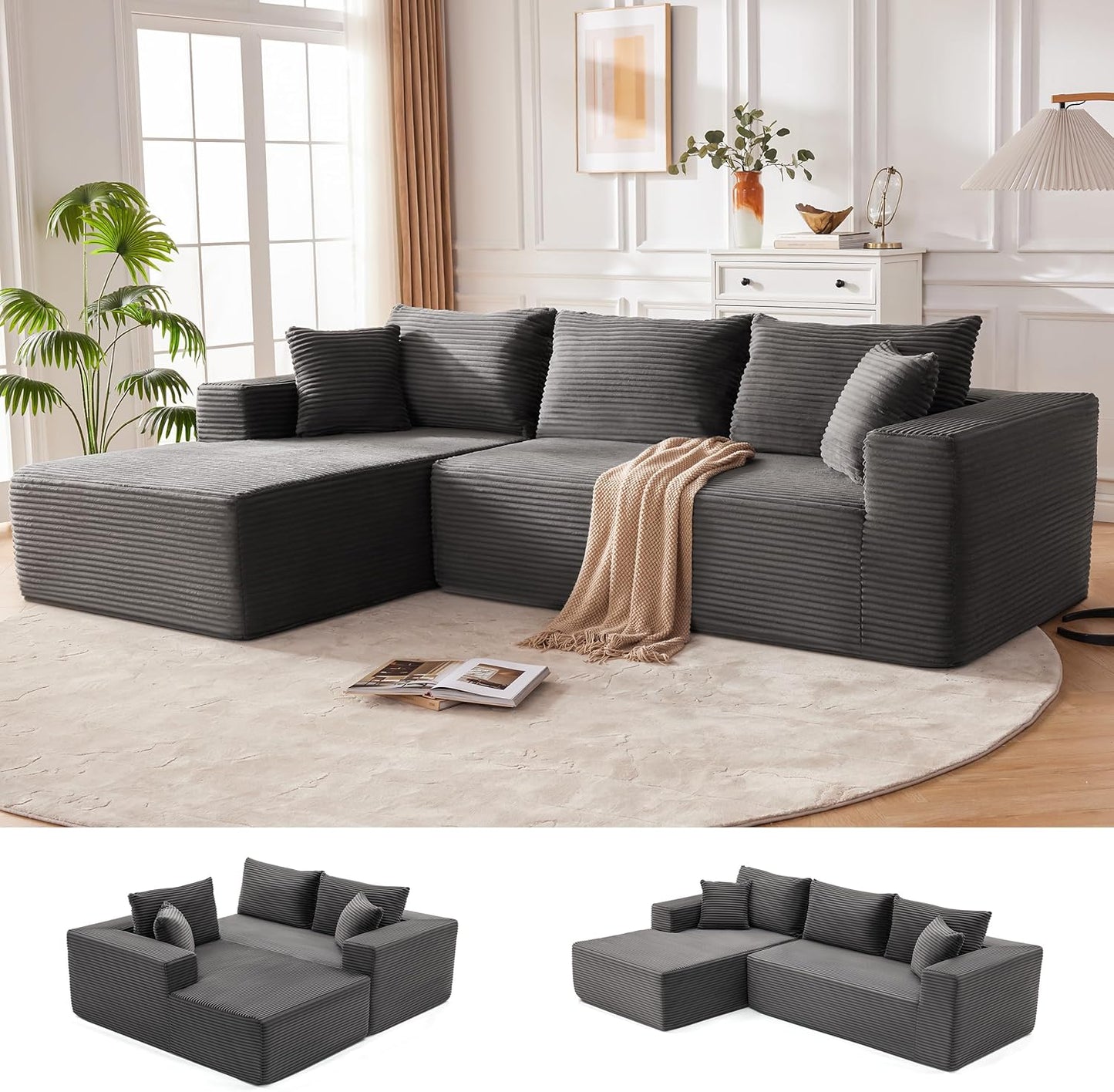 110 Cloud Sectional Couch for Living Room, Modular Flexibility