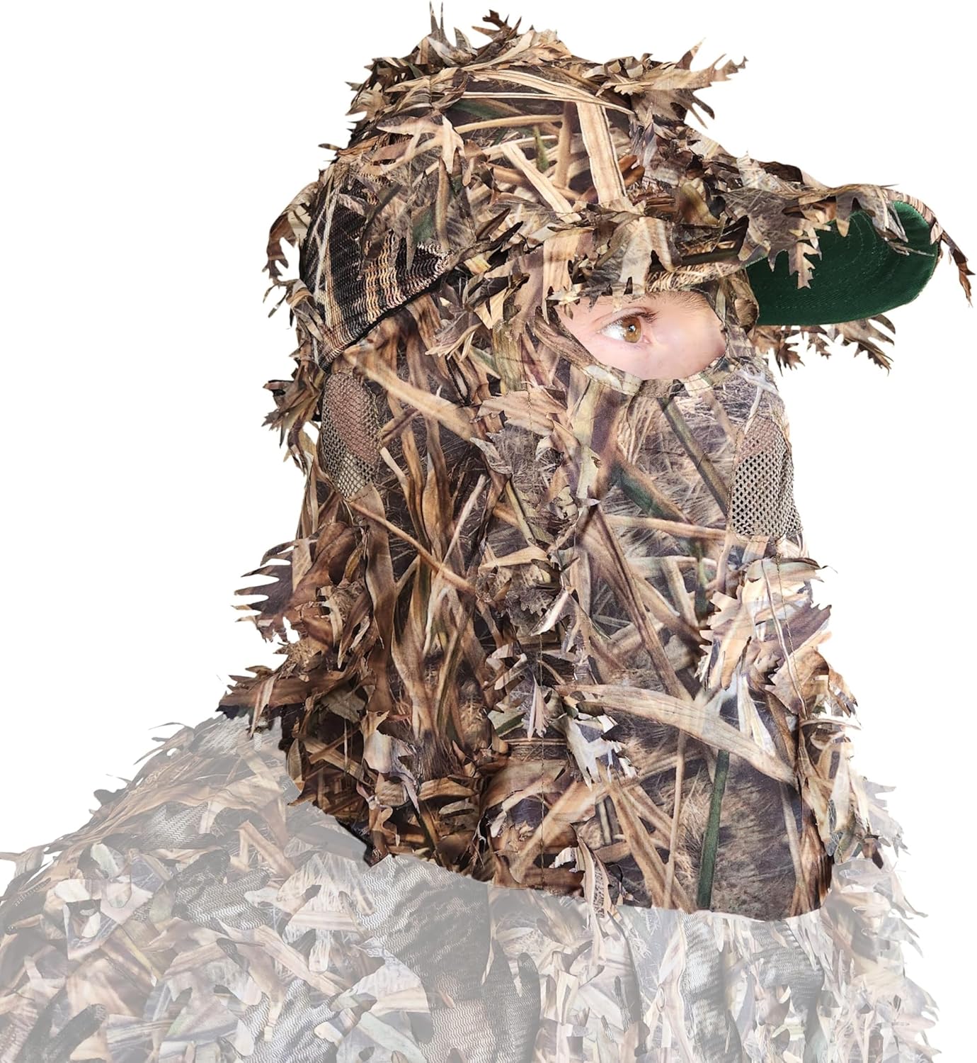 QuikCamo Lightweight 3D Leafy Camo Face Mask & Hat for Hunting