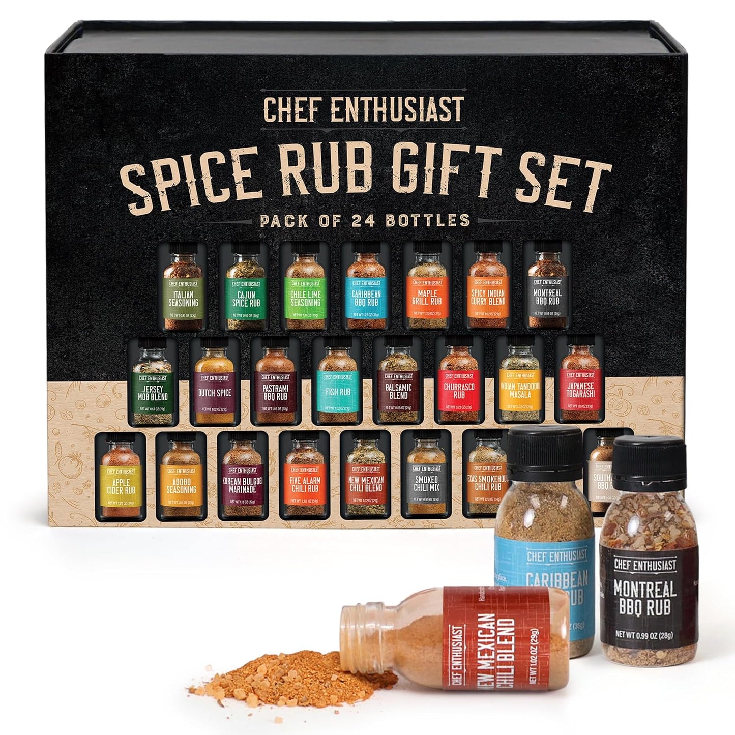 Grilling Spices & Seasoning Set - 24 Unique BBQ Spice Rubs