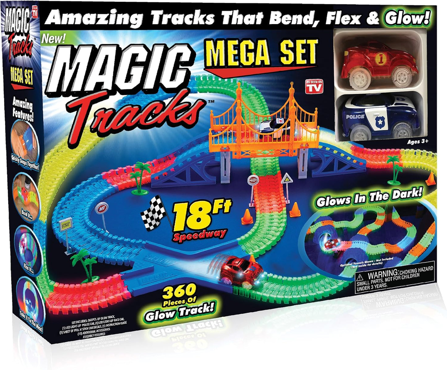 Magic Tracks Mega Set - Glow in the Dark Race Track for Kids