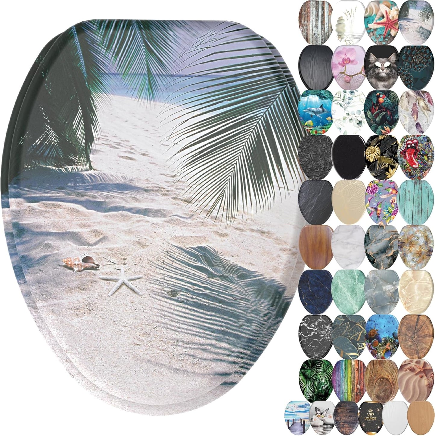 SANILO Wooden Toilet Seat with Soft Close - Beach Design