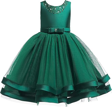 Glamulice Flower Girls Ruffles Vintage Embroidered Dress for Weddings