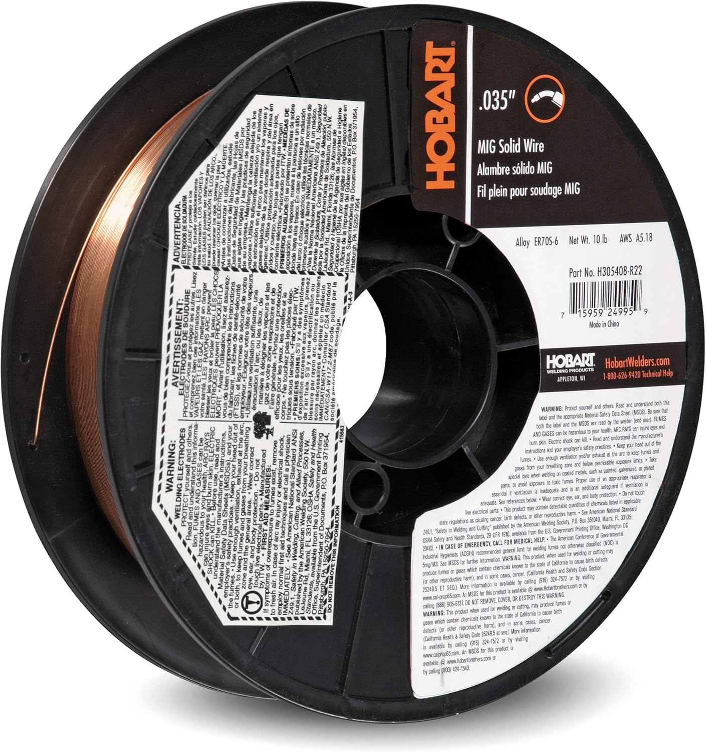 Hobart H305408R22 ER70S-6 10-Pound Carbon-Steel Welding Wire