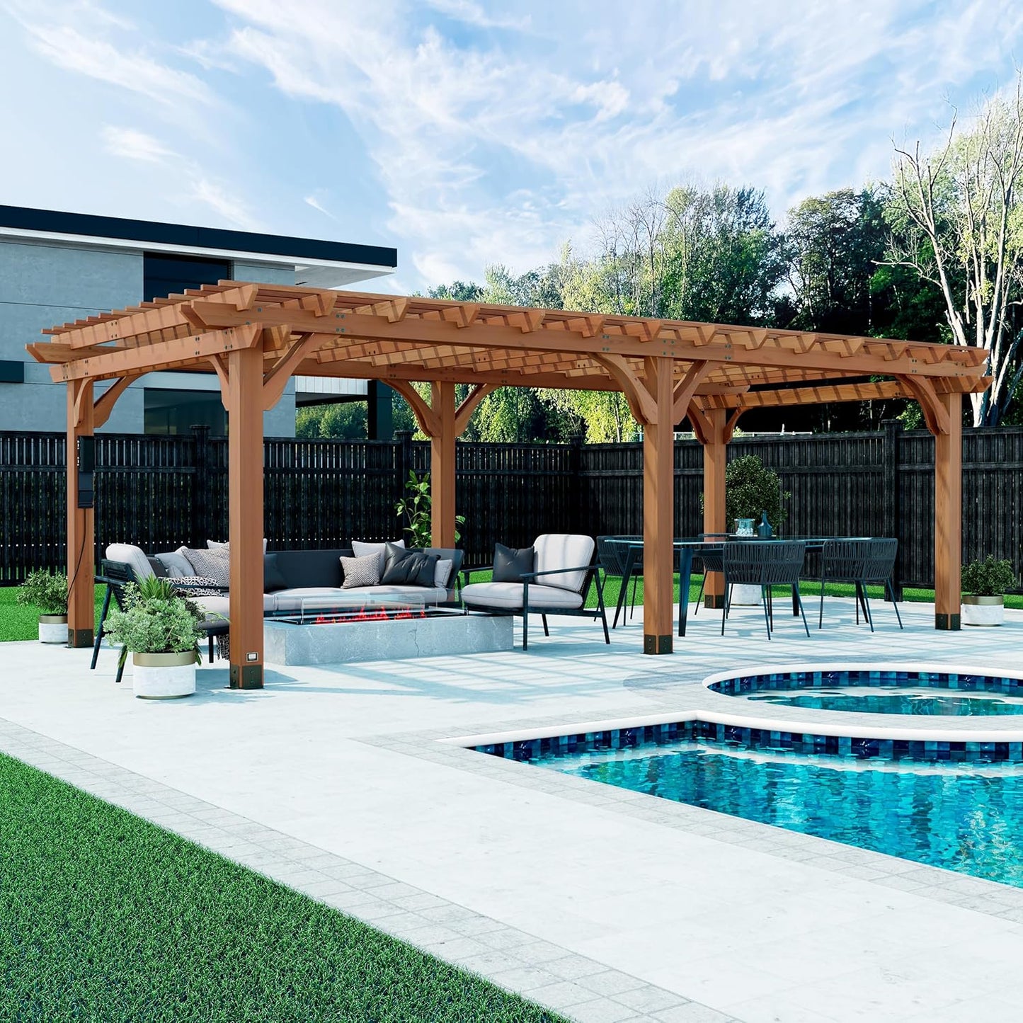 Backyard Discovery Beaumont Cedar Wood Pergola Kit for Outdoor Use