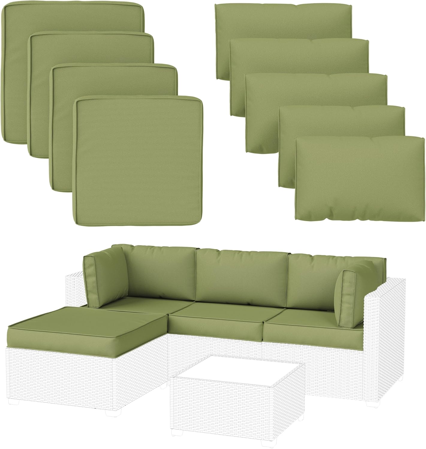 9 Pack Patio Cushion Covers for Outdoor Furniture Set Replacement